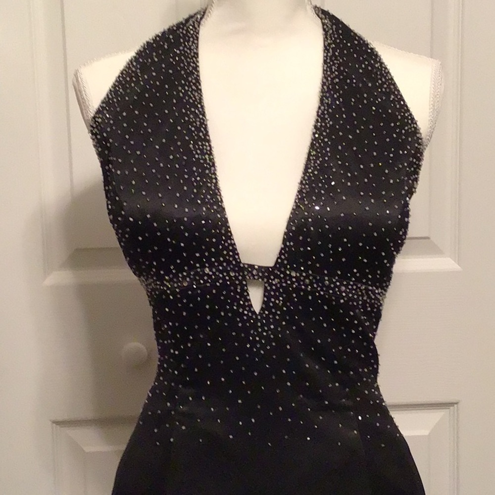 Stunning Black Gown Halter Neck with Embellishment
